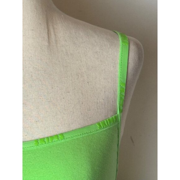 Skims Bodysuit Women Small Neon Green Cotton Logo Snap Close Sexy Colorful - Picture 8 of 15